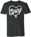 Heart of Cincy Black 3D Effect T-Shirt