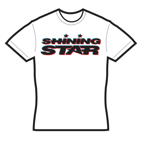 White Short Sleeve with 3D Shining Star Logo Shirt